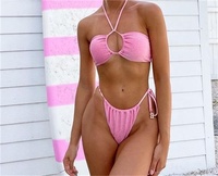 Nouvelle arrivée 2022 String personnalisé taille haute Maillot de bain Bikini côtelé Maillot de bain uni texturé Fabricant