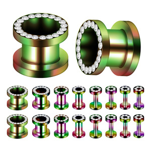 Нержавеющая сталь, металлические инкрустированные алмазные ушные эспандер, модные ювелирные изделия для пирсинга, серьги-гвоздики из нержавеющей стали - Product Image 3