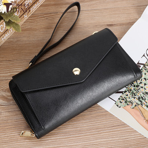 Sac à téléphone en cuir véritable de vache avec fermeture à bouton et fermeture éclair, portefeuille-pochette pour femme pour un usage quotidien - Product Image 1