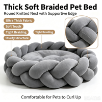 Coussin de couchage confortable en tricot tressé doux pour chiens et chats, tissé à la main, tailles XL, L, M, S, vente en gros, OEM, ODM