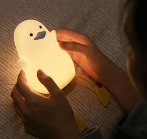 Veilleuse LED moderne portable en silicone souple, forme d'animal pingouin, canard, oiseau, avec capteur tactile, intensité réglable, pour la chambre de bébé - Product Image 4
