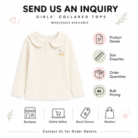 T-shirt personnalisé pour filles, col Peter Pan, manches longues, sous-vêtement, tee-shirt en coton pour tout-petits et enfants, haut pour enfants, OEM ODM, vente en gros