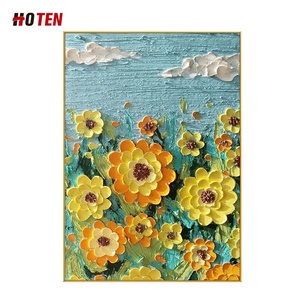 Toile de nuage tridimensionnelle faite à la main de style moderne <span class=keywords><strong>Van</strong></span> <span class=keywords><strong>Gogh</strong></span> <span class=keywords><strong>tournesol</strong></span> <span class=keywords><strong>peinture</strong></span> décorative de fleur de maison imprimée à l'huile - Product Image 5