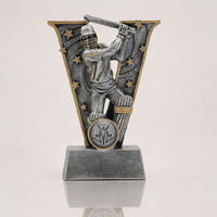 Trophée de cricket de luxe en résine avec base en résine, finition argent et or antique, 15,0 cm, récompense pour championnat de cricket