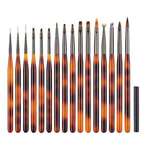Pinceau à ongles en gel ombré avec manche en plastique, en nylon, pour pétales de fleurs, plat, rond, liner, pinceau de dessin 3D en acrylique - Product Image 5