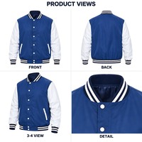 Veste de baseball varsity pour homme, veste bomber contrastée, col côtelé rayé, doublure en satin, logo personnalisé, veste de collège letterman