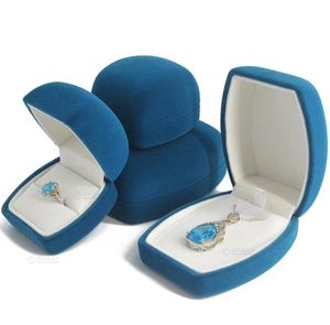 Caja de Joyería de Terciopelo Azul de Lujo con Logotipo Personalizado para Anillos, Colgantes, Pulseras, Brazaletes, Collares y Pendientes - Product Image 4