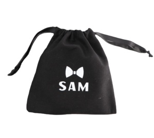 Bolsa de Embalaje Personalizada Negra 100% Lona con Cordón para Diademas - Product Image 1