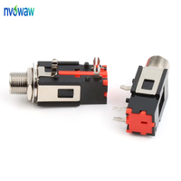 NVOWAW Conector de Audio Estéreo de 3 Pines de 6.35mm 6.35-308-3p Doble Vía Hembra de 1/4 de Pulgada
