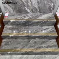 Carrelage de sol poli à bords arrondis, carrelage d'escalier poli, carrelage d'escalier unique émaillé doré pour la décoration intérieure