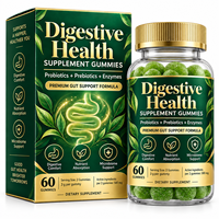 Gummies Probiotiques Enzymatiques Digestives avec Inuline, Mélange de Probiotiques Bacillus, Amylase, Protéase, Lipase, Cellulase, Marque Privée