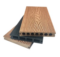 Plancher de terrasse en composite WPC, carré, pour jardin extérieur, anti-UV, imperméable, antidérapant, avec gaufrage 3D profond, imitation teck creux