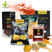 Sachets d'emballage personnalisés refermables à fermeture éclair en aluminium, avec fenêtre transparente, pour poudres alimentaires, assaisonnements, herbes et épices