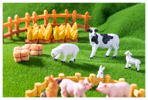 Resina sfusa maiale di mucca coniglio cane di pecora di pollo di plastica piccolo giocattolo Pvc animali da fattoria bambini educazione precoce collezione prescolare - Product Image 3