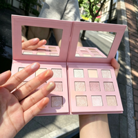 Palette de fards à paupières scintillants 9 couleurs Rose Mauve Rose Métallique Mat Kit de maquillage pour les yeux Vente en gros Ensemble de maquillage beauté avec miroir