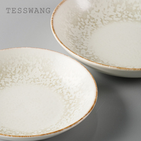 Ensemble de bols en céramique TESSWANG à motif flocon de neige, blanc crème, glaçure réactive cristalline, pour pâtes et soupes, pour restaurant