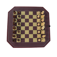 Offre Spéciale 11 pouces pliant magnétique PU cuir jeu d'échecs en bois 3 1 jeux Backgammon échecs 29*29cm conseil OEM personnalisable
