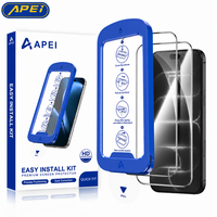 Kit d'alignement automatique sans poussière APEI facile à installer, protection d'écran en verre trempé transparent 9H 0,33 mm 2.5D pour iPhone Duo 17 18 Pro Max