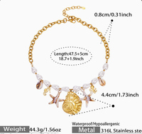 Collier Pendentif Tendance Femme Européenne et Américaine en Acier Inoxydable 18 carats avec Perles Artificielles, Résine, Coquillages et Étoiles de Mer, Style Luxe Léger