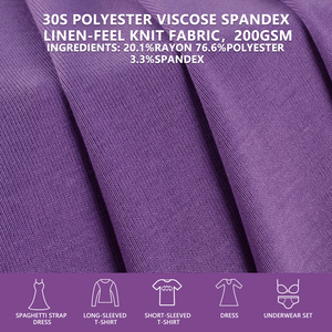 Tela de Punto Acanalado 1x1 de 170 cm y 200 GSM, Mezcla de Poliéster, Rayón y Spandex, Tejido de Rayón y Elastano para Camisetas Básicas - Product Image 2