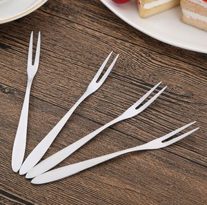 Tenedor de postre, pastel y fruta de acero inoxidable DFF1114, personalizado y en stock para venta al por mayor, con 2 dientes. - Product Image 1
