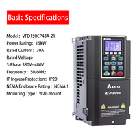 Nouveau Convertisseur de Fréquence Original Delta VFD150CP43A-21 15KW 380~480V 3PH IP20 pour le Contrôle de Moteurs de Ventilateurs et de Pompes à Eau Industrielles