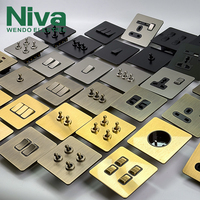 Niva prise française EU Standard luxe Vintage panneau en acier inoxydable interrupteurs et prises d'éclairage mural