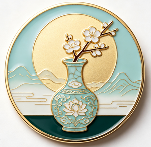 Custom Round Enamel Metal Craft Floral Vase <b>Pin</b> <b>Badge</b> Souvenir Magnet Decor Gift - Product Image 4