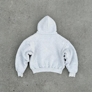 Sudaderas Blancas Lisas de Alta Calidad de 500 g/m², Sudaderas Unisex al por Mayor, Ropa Urbana, 100% Algodón, Felpa Francesa, Sudadera Corta para <span class=keywords><strong>Hombre</strong></span>, Sudadera Gruesa - Product Image 2