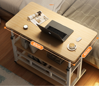 Bureau d'ordinateur en bois sur mesure, réglable en hauteur, avec étagère