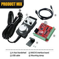 Kit de Contrôleur CNC Mach3 4 Axes avec Carte d'Interface USB et Pendentif de Volant MPG de Précision pour Moteur Pas à Pas Nema 23 34 - Kit DIY