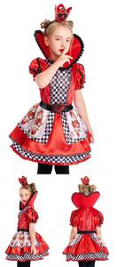 Disfraz de Halloween para Niñas, Vestido de Reina de Corazones con Falda Abultada para Representaciones Teatrales Infantiles - Product Image 5