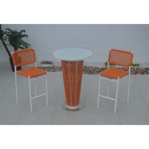 Juego de muebles de silla de mesa alta para Bar alto individual de calidad superior para terraza de café <span class=keywords><strong>restaurante</strong></span> de <span class=keywords><strong>cuerda</strong></span> tejida para exteriores - Product Image 6