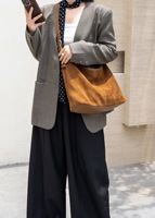 Sac bandoulière vintage en daim souple et cuir véritable, grande capacité, sac fourre-tout, sacs à bandoulière pour femmes, sacs à main de luxe personnalisés, vente en gros