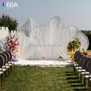 LEDA Nouvelle conception moderne pour événements festifs et anniversaires, arche en métal blanc, toile de fond en gaze en forme de fleur pour mariage - Product Image 4