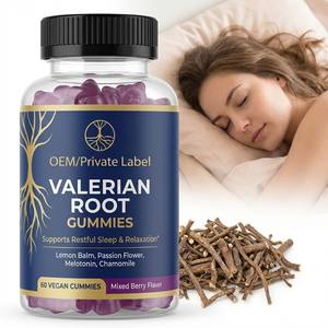 Complément alimentaire végétalien pour le sommeil, marque privée OEM, gommes à la racine de valériane avec mélatonine pour une relaxation profonde et un sommeil réparateur pour adultes - Product Image 1