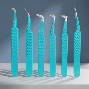 Professional Teal <b>Eyelash</b> Tweezers Set Curved Straight Precision Stainless Steel Lash Isolation <b>Applicator</b> Beauty Tools - Product Image 3