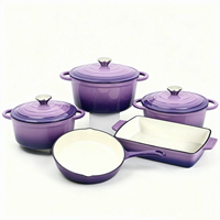 Ensemble de 5 casseroles en fonte, compatibles four, induction et gaz, certifiées FDA LFGB, pour cuisine domestique