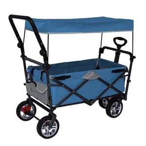 Chariot pliable en aluminium pour enfants, chariot à main, chariot de jardin polyvalent, 3 Sets de freins avec auvent de 80KG