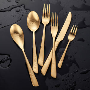 الجملة جييانغ Lazada الحرير متجمد 18/10 تايلاند الملكي الفولاذ المقاوم للصدأ أطباق ملهى ليلي مطعم ماتي طقم سكاكين ذهبية - Product Image 2
