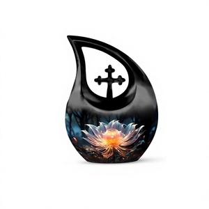 Urna Funeraria con Forma de Lágrima y Diseño Floral Único para Cenizas Humanas con Bolsa de Terciopelo Gratis - Product Image 1