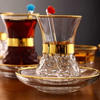 Tasses à thé turques dorées de luxe rétro léger, tasse à café arabe, service à thé de Style moyen-orient pour Six personnes