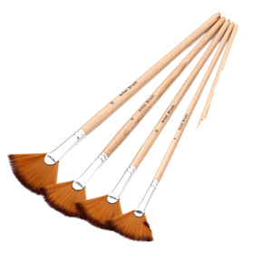 ZHUTING HB107 Lot de 5 pinceaux éventail en nylon bicolore en bois pour étudiants, idéal pour le bricolage et la peinture - Product Image 1