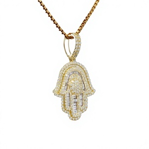AARVA JEWELS Pendentif Breloque en Argent Sterling 925 en forme de Cloche avec Moissanite, Plaqué Or Jaune, Taille Brillant, Sertissage à Griffes, Style Hip Hop - Product Image 3