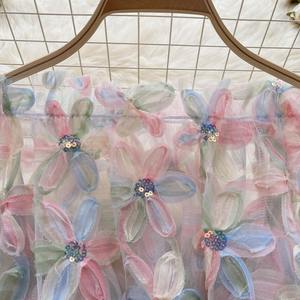 Chemisiers polyvalents pour femmes, coupe ample et amincissante, à une épaule, manches longues, en maille à fleurs 3D, collection été 2026, vente en gros - Product Image 6