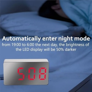 Réveil numérique LED avec grand écran, mini, silencieux, affichage de la température et de l'heure, horloge électronique - Product Image 2