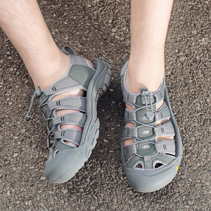 In Ready Stock Fast Delivery Breathable Mesh Cow <strong>Leather</strong> Upper Large Size Anti Slip Sole <strong>Men</strong> Toe Protect <strong>Leather</strong> Beach <strong>Sandals</strong> - Product Image 6