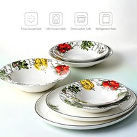 Bol à pâtes large en céramique de style italien, motif tomate et olive, bol de service en porcelaine pour salade et soupe, pour restaurant et maison