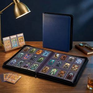 Classeur FX personnalisé avec logo, 12 pochettes, 384 emplacements, album de cartes à collectionner à chargement latéral, dossier en cuir zippé pour cartes sportives, faible MOQ - Product Image 5