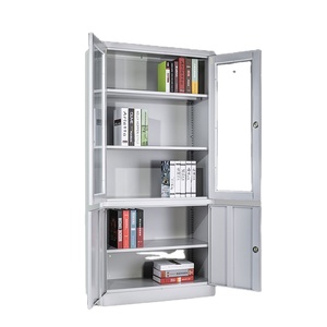 Armoire de classement en acier moderne avec porte battante en verre réglable et serrure, pour usage domestique, bureau, hôtel, école - Durable et écologique pour documents - Product Image 4